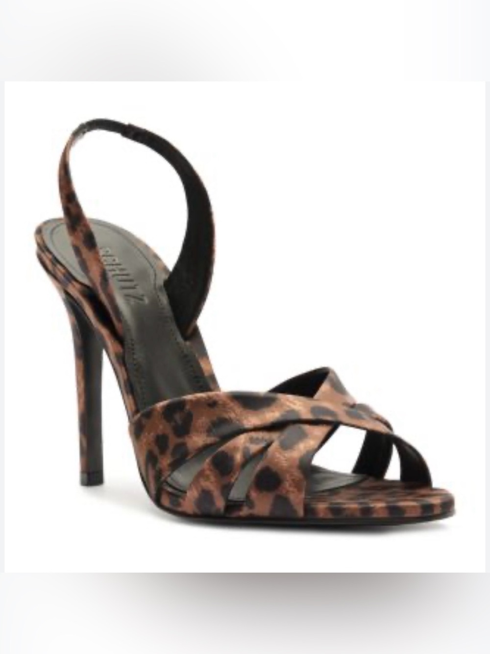 SCHUTZ Leopard-Print Slingback High Heel Sandal - Brown/Black Size 7B
